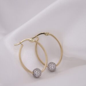 עגילי אובל תליון משובץ